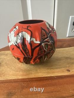 Vtg Halloween US Metal Toy Tin Litho Jack'O Lantern JOL Haunted House Witch Owl