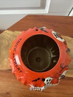 Vtg Halloween US Metal Toy Tin Litho Jack'O Lantern JOL Haunted House Witch Owl