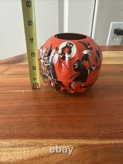 Vtg Halloween US Metal Toy Tin Litho Jack'O Lantern JOL Haunted House Witch Owl