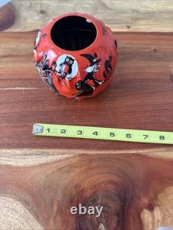 Vtg Halloween US Metal Toy Tin Litho Jack'O Lantern JOL Haunted House Witch Owl