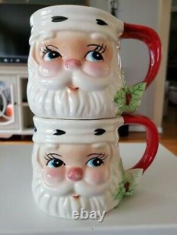 Vtg. JOSEF ORIGINALS Christmas Santa Pitcher and Mugs Set Korea MINT