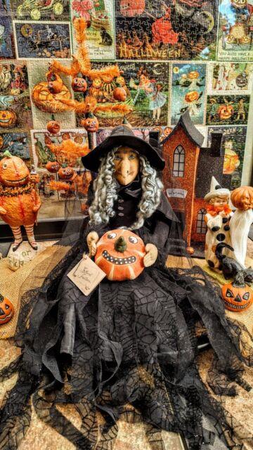Vtg Joe Spencer Gathered Traditions Halloween Witch Folk Art Doll Lunella 18