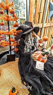 Vtg Joe Spencer Gathered Traditions Halloween Witch Folk Art Doll Lunella 18