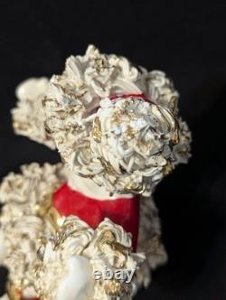 Vtg Johanna Calif Sitting Santa Spaghetti Trim 22k Gold withSleigh & Reindeer RARE