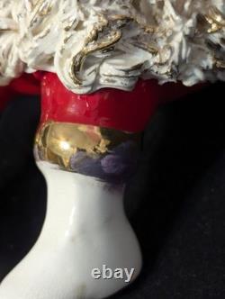 Vtg Johanna Calif Sitting Santa Spaghetti Trim 22k Gold withSleigh & Reindeer RARE