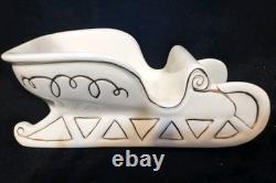 Vtg Johanna Calif Sitting Santa Spaghetti Trim 22k Gold withSleigh & Reindeer RARE