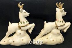 Vtg Johanna Calif Sitting Santa Spaghetti Trim 22k Gold withSleigh & Reindeer RARE