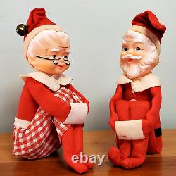 Vtg Knee Hugger Santa & Mrs. Claus Christmas Shelf Sitter MCM Japan Pixie Elf