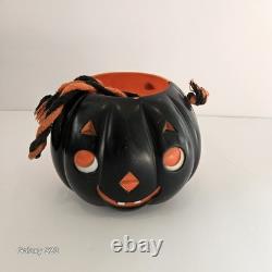 Vtg Kokomold BLACK Plastic Double Sided Jack O Lantern Pumpkin Trick Or Treat Vtg Kokomold BLACK Plastic Double Sided Jack O Lantern Pumpkin Trick Or Treat