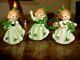 Vtg Lefton Irish Shamrock 3 Girl Figurine Set St Patrick's Day