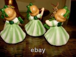 Vtg LEFTON IRISH Shamrock 3 Girl FIGURINE Set St Patrick's Day