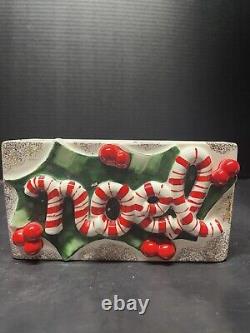 Vtg Lefton Noel Candy Cane Stripes Holly And Berries Planter # 492