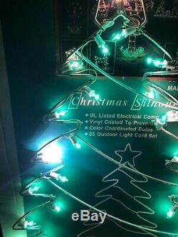 Vtg Marquee Metal Silhouette Christmas Tree Lighted Yard Sculpture 54 X 34 USA