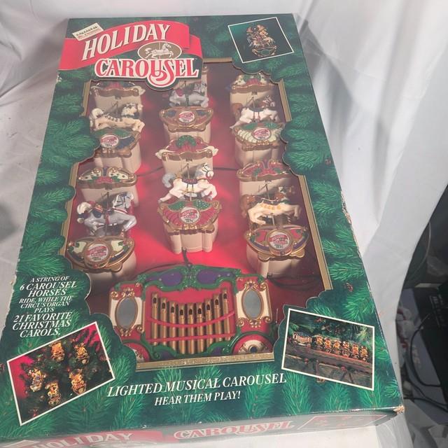 Vtg Nos 1992 Mr Christmas Holiday Carousel Light Musical 6 Horse Circus Organ