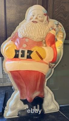 Vtg Paramount 32 Santa Claus Vinylite 3D Lighted Wall Plaque #562 + Box 1950's