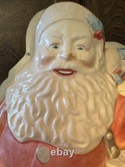 Vtg Paramount 32 Santa Claus Vinylite 3D Lighted Wall Plaque #562 + Box 1950's