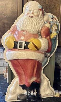 Vtg Paramount 32 Santa Claus Vinylite 3D Lighted Wall Plaque #562 + Box 1950's