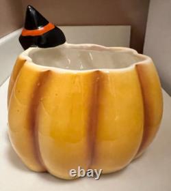 Vtg Relpo Halloween Witch Pumpkin Jack O' Lantern Planter Nancy Pew MCM T13025