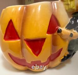 Vtg Relpo Halloween Witch Pumpkin Jack O' Lantern Planter Nancy Pew MCM T13025
