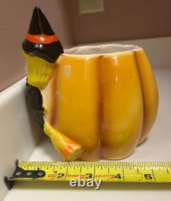Vtg Relpo Halloween Witch Pumpkin Jack O' Lantern Planter Nancy Pew MCM T13025