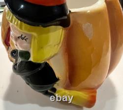 Vtg Relpo Halloween Witch Pumpkin Jack O' Lantern Planter Nancy Pew MCM T13025