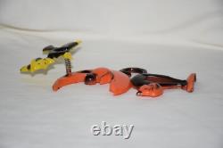 Vtg Rosbro Hard Plastic Halloween Spring Springy Witch Moon Black Cat As Is