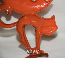 Vtg Rosbro Hard Plastic Halloween Spring Springy Witch Moon Black Cat As Is