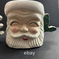 Vtg Set of 4 Christmas Winking Santa Mugs Handles Spell NOEL Japan Commodore