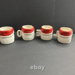 Vtg Set of 4 Christmas Winking Santa Mugs Handles Spell NOEL Japan Commodore