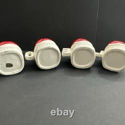 Vtg Set of 4 Christmas Winking Santa Mugs Handles Spell NOEL Japan Commodore