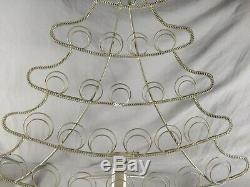 Vtg Standing Christmas Tree Card Holder Silver Toned 21 Tall 25 Spaces Holiday