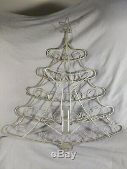 Vtg Standing Christmas Tree Card Holder Silver Toned 21 Tall 25 Spaces Holiday