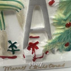 Vtg Ucagco 1950's Girl Decorating Christmas Tree Ceramic Vase Japan
