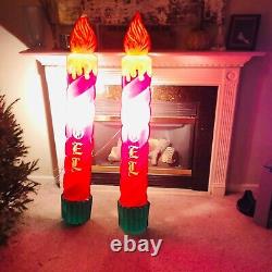 Vtg XL Goodman Blowmold Lighted Noel Candle Set 60 Christmas w Box 3D RARE
