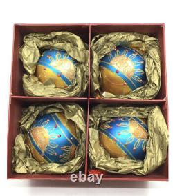 WATERFORD HOLIDAY BLUE/ YELLOW HEIRLOOMS FOUR SEASONS COLLECTION set Of 4