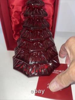 WATERFORD Ruby Red Crystal Christmas Tree Sculpture-#145996. In Box