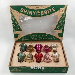 Wartime Christmas Ornament Shiny Brite Glass Bell Set Of 10 With Box 1940s Wartime Christmas Ornament Shiny Brite Glass Bell Set Of 10 With Box 1940s