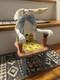 Weird Hand Painted Easter Bunny Sitting In Chair Handmade Creepy Face Decor Eggs