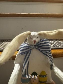 Weird Hand Painted Easter Bunny Sitting In Chair Handmade Creepy Face Decor Eggs Weird Hand Painted Easter Bunny Sitting In Chair Handmade Creepy Face Decor Eggs