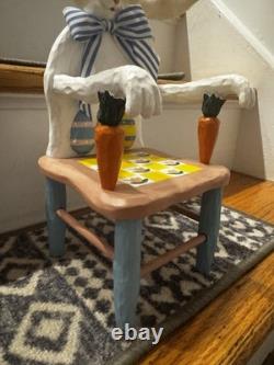 Weird Hand Painted Easter Bunny Sitting In Chair Handmade Creepy Face Decor Eggs Weird Hand Painted Easter Bunny Sitting In Chair Handmade Creepy Face Decor Eggs