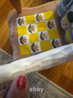 Weird Hand Painted Easter Bunny Sitting In Chair Handmade Creepy Face Decor Eggs Weird Hand Painted Easter Bunny Sitting In Chair Handmade Creepy Face Decor Eggs