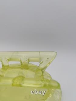 Westmoreland Iridescent Vaseline/Uranium Glass Santa On Sleigh Candy Dish