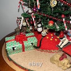 Westrim Beaded Mini Christmas Tree Decorated Ornaments Gifts Lights Tree Skirt