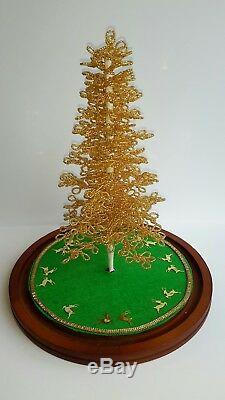 Westrim Beaded Mini Christmas Tree GOLD Ready to decorate, with Base & Skirt