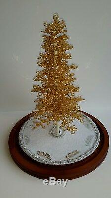 Westrim Beaded Mini Christmas Tree GOLD Ready to decorate, with Base & Skirt