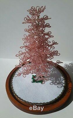 Westrim Beaded Mini Christmas Tree PINK Ready to decorate, with Base & Skirt