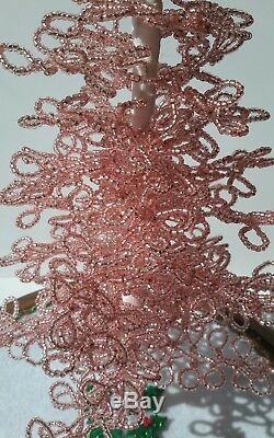 Westrim Beaded Mini Christmas Tree PINK Ready to decorate, with Base & Skirt