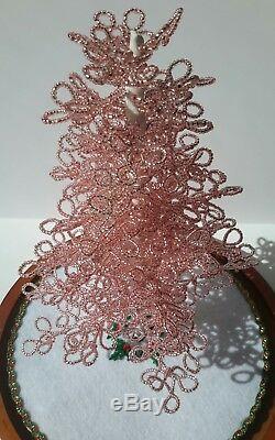 Westrim Beaded Mini Christmas Tree PINK Ready to decorate, with Base & Skirt