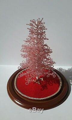 Westrim Beaded Mini Christmas Tree PINK Ready to decorate, with Base & Skirt