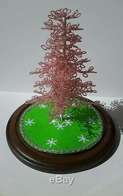 Westrim Beaded Mini Christmas Tree PINK Ready to decorate, with Base & Skirt
